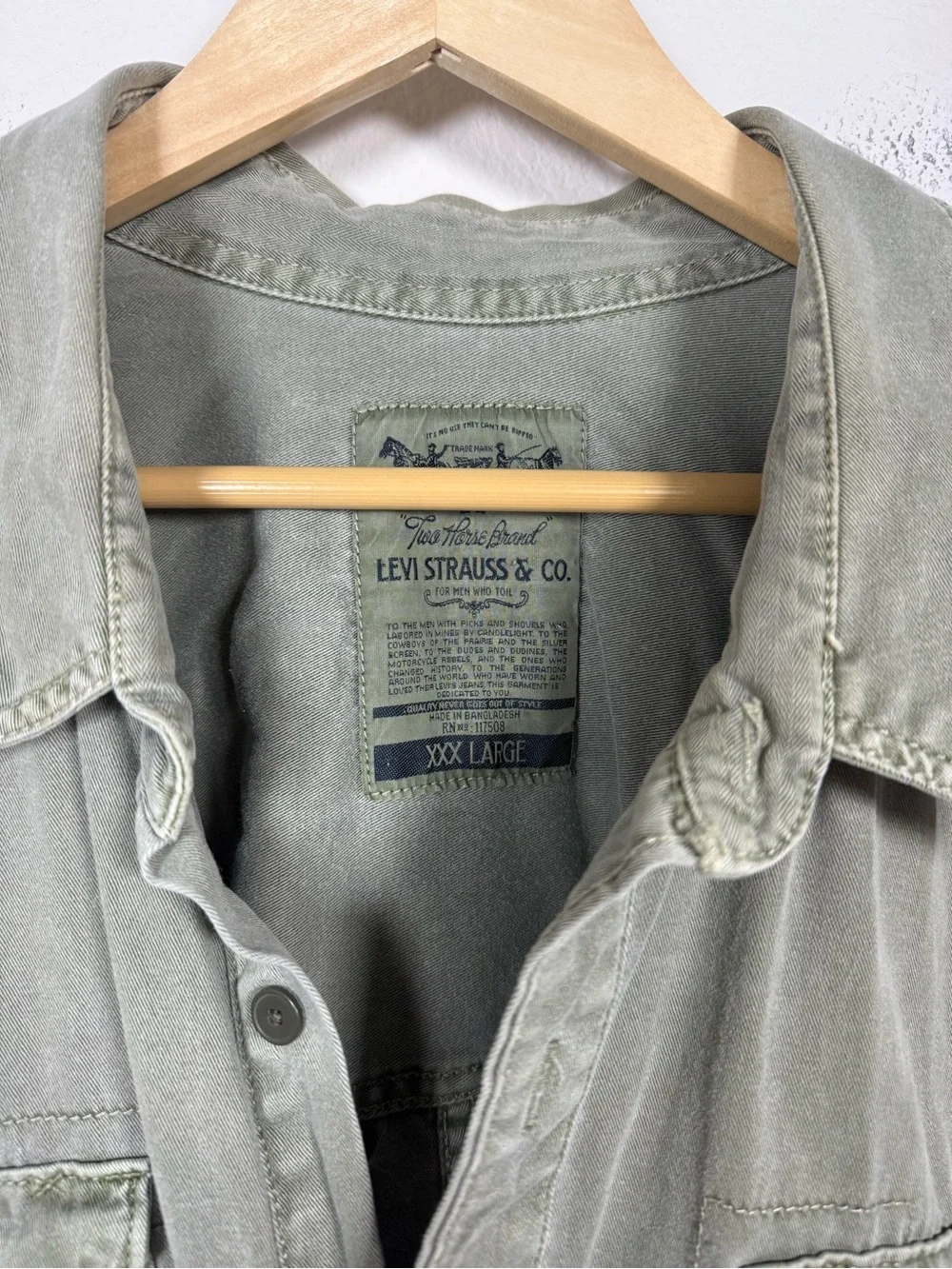 Levi’s Green Cotton Oversized Utility Shacket Button Down Men’s XXXL - Picture 3 of 10
